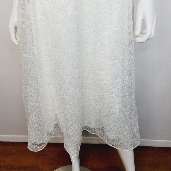 Betsey Johnson Fit & Flare Lace Midi Dress Ivory Sleeveless Wedding Evening Sz 6 - Picture 3 of 13